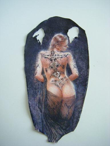 Painted Stingray Skin/หนังปลากระเบนสำเร็จรูป พ่นสีทำลายรูปผู้หญิง